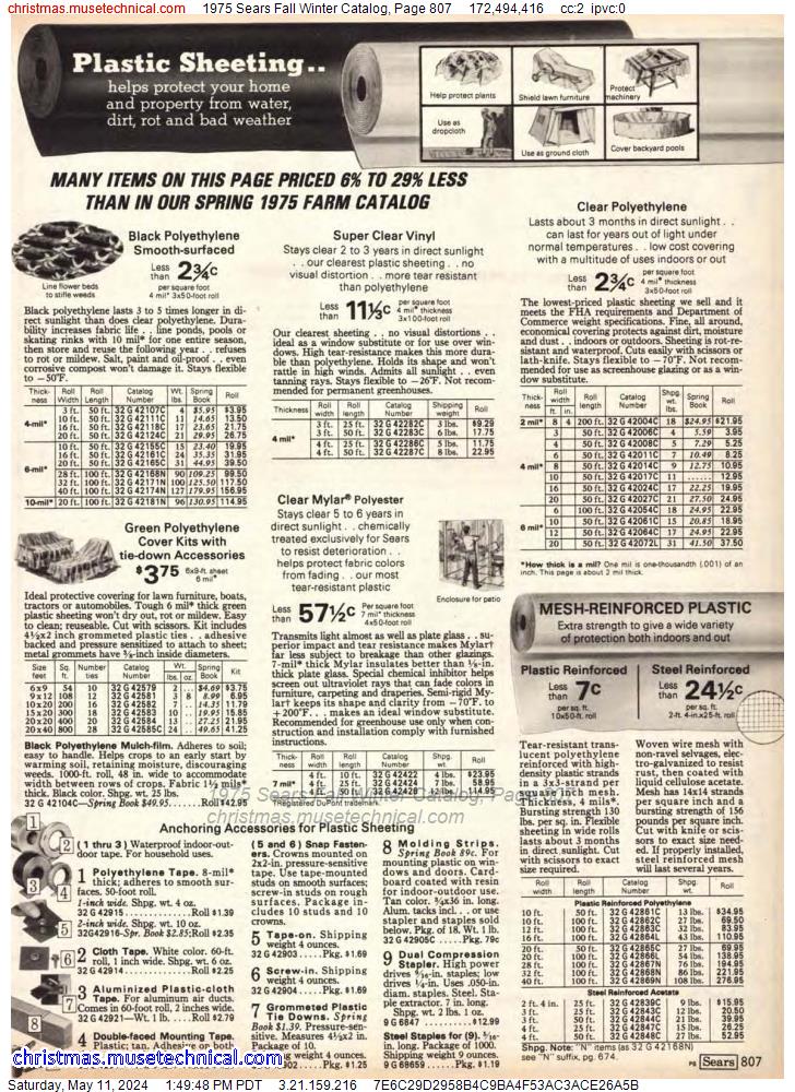 1975 Sears Fall Winter Catalog, Page 807