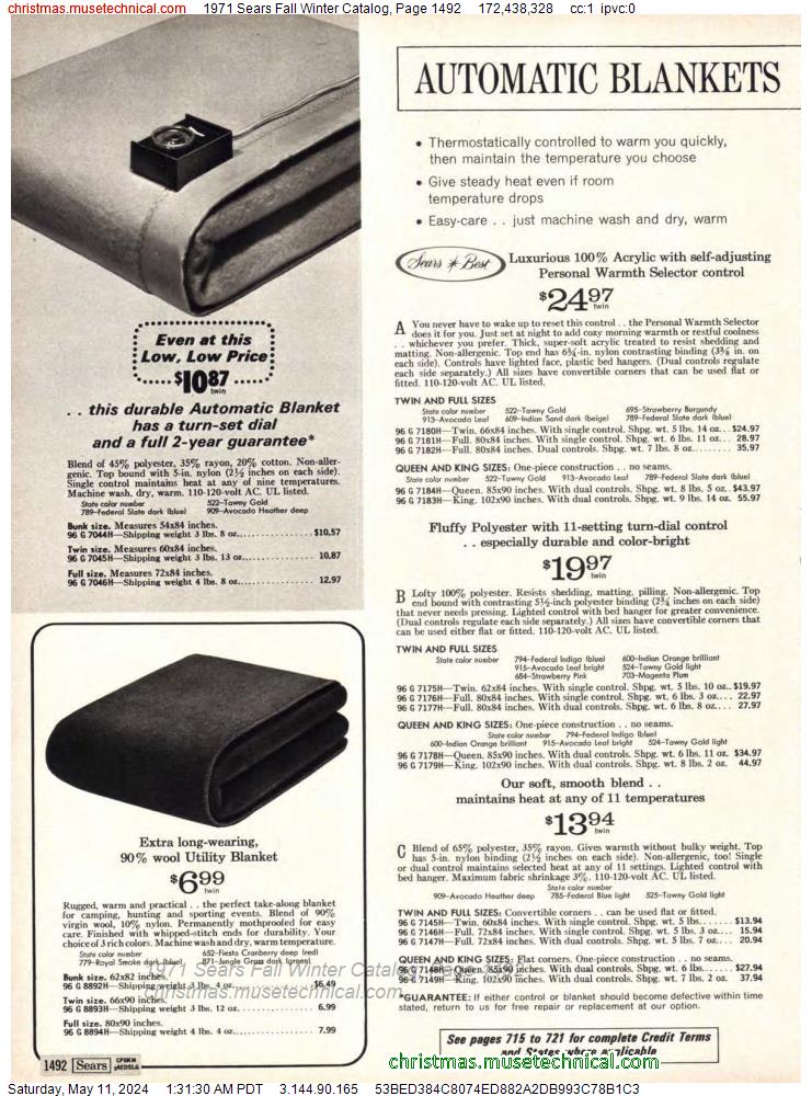 1971 Sears Fall Winter Catalog, Page 1492