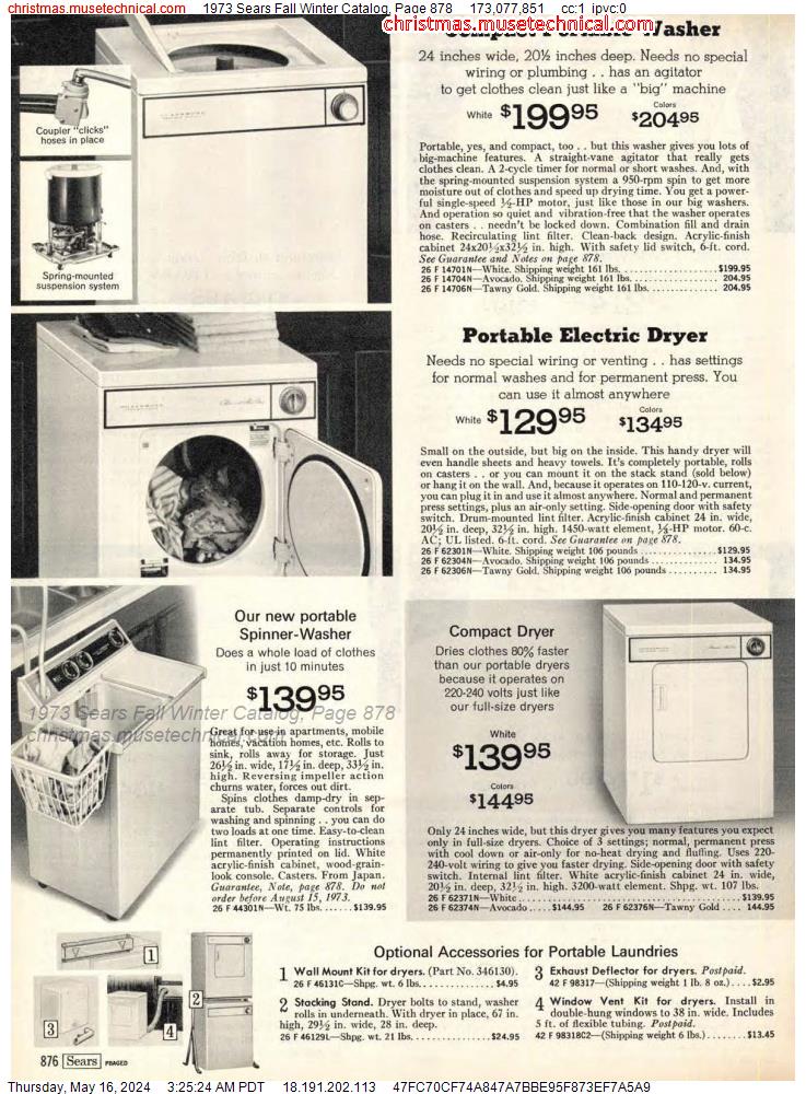 1973 Sears Fall Winter Catalog, Page 878