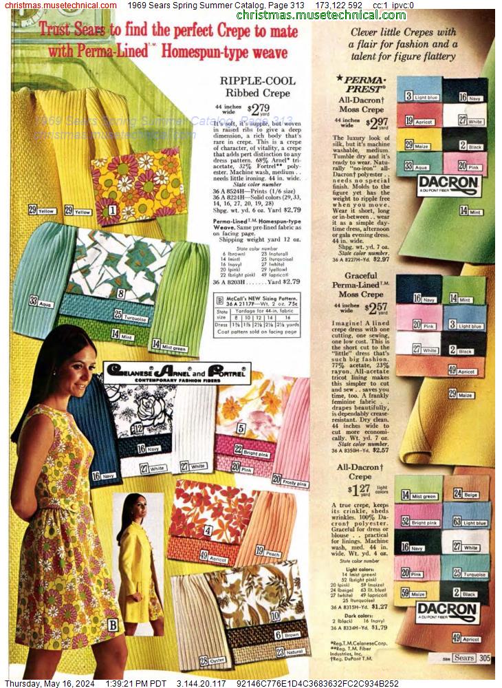 1969 Sears Spring Summer Catalog, Page 313