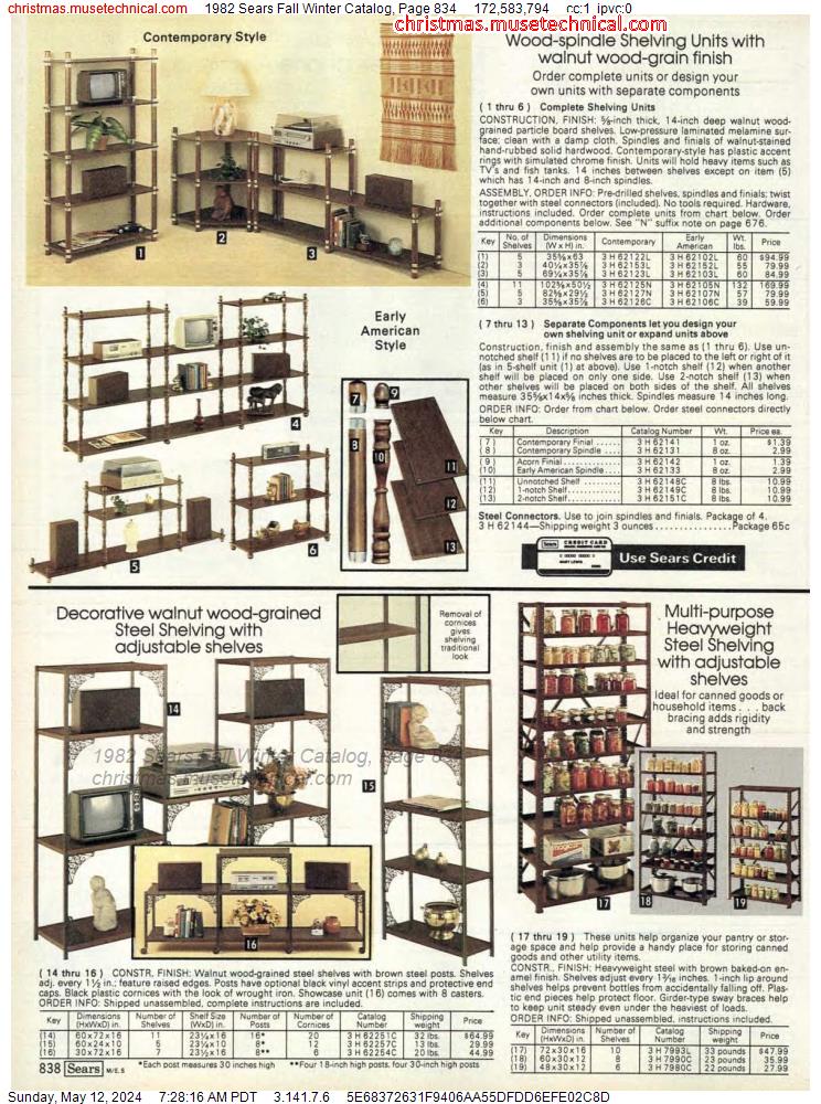 1982 Sears Fall Winter Catalog, Page 834