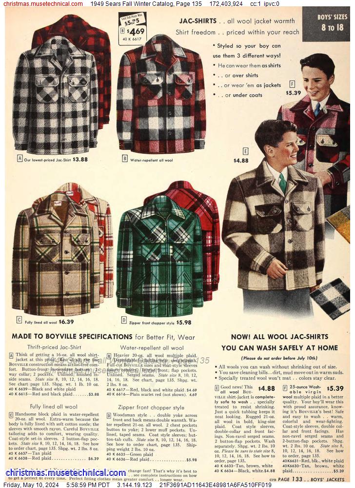 1949 Sears Fall Winter Catalog, Page 135