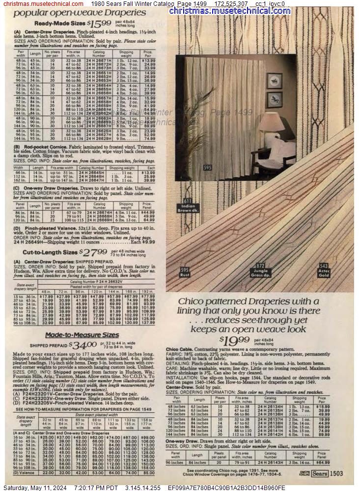 1980 Sears Fall Winter Catalog, Page 1499