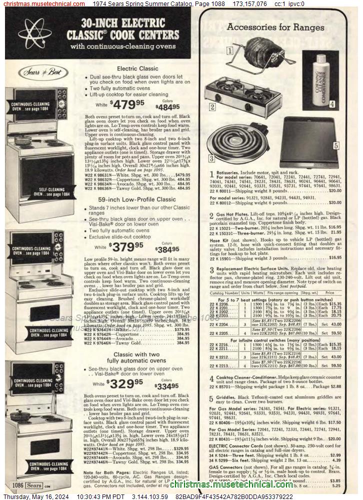1974 Sears Spring Summer Catalog, Page 1088