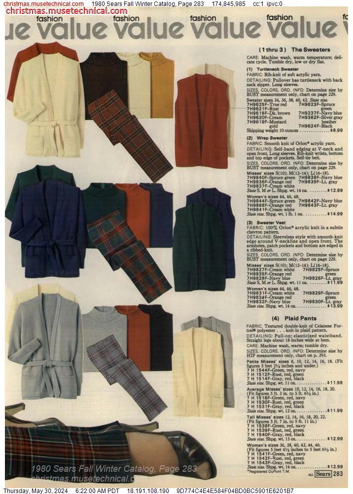 1980 Sears Fall Winter Catalog, Page 283