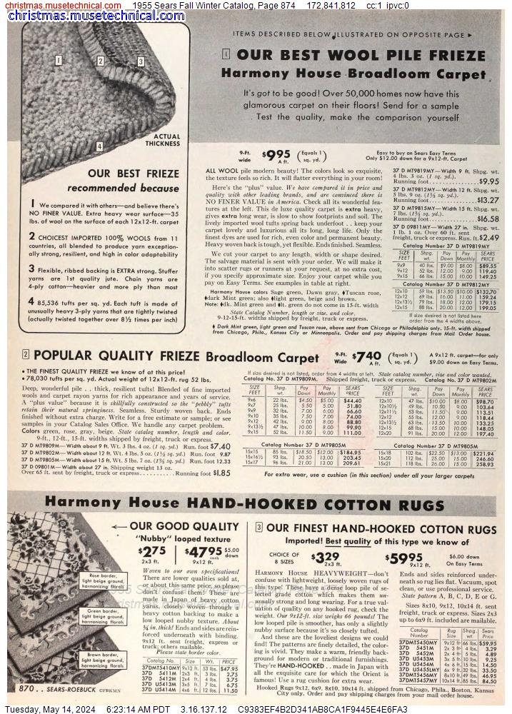1955 Sears Fall Winter Catalog, Page 874