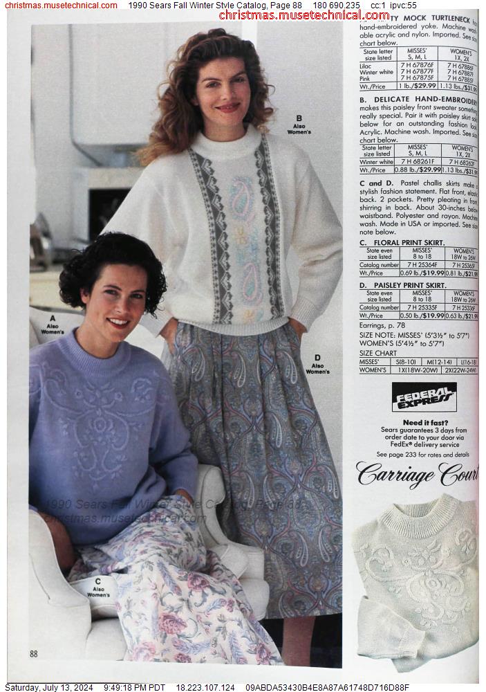 1990 Sears Fall Winter Style Catalog, Page 88