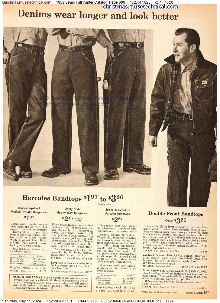 1959 Sears Fall Winter Catalog, Page 689