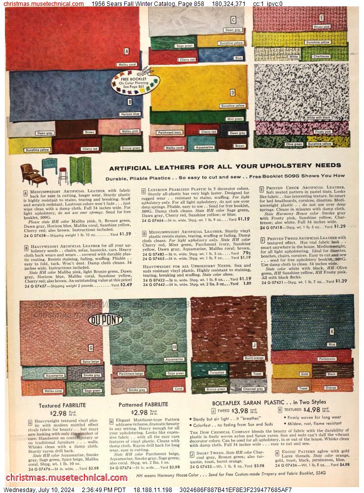 1956 Sears Fall Winter Catalog, Page 858