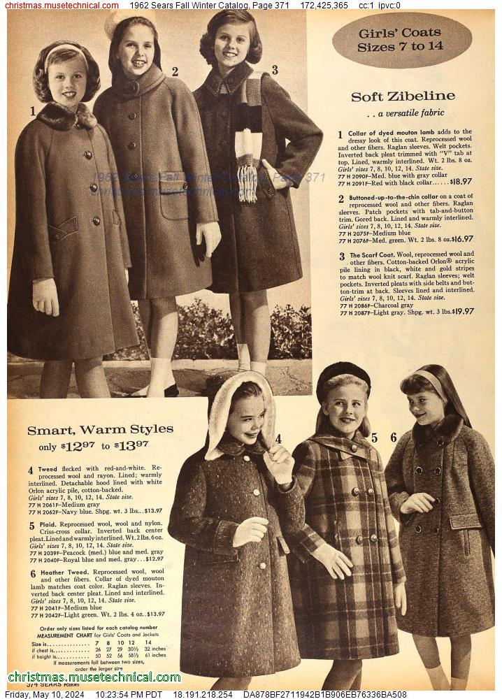 1962 Sears Fall Winter Catalog, Page 371