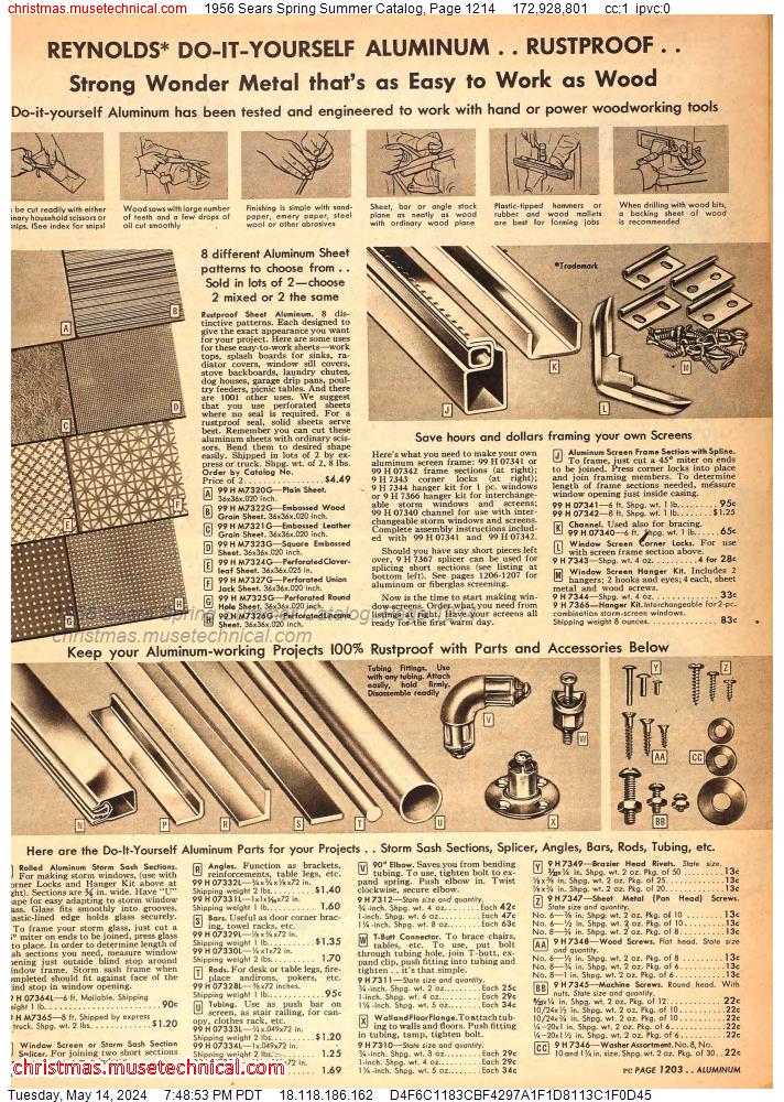 1956 Sears Spring Summer Catalog, Page 1214