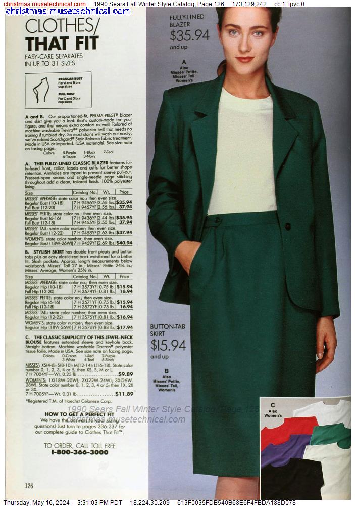 1990 Sears Fall Winter Style Catalog, Page 126