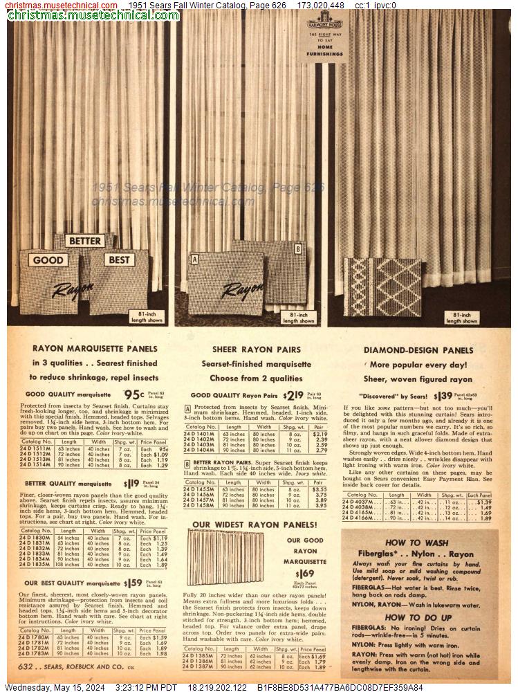 1951 Sears Fall Winter Catalog, Page 626