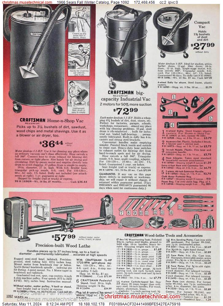 1966 Sears Fall Winter Catalog, Page 1092