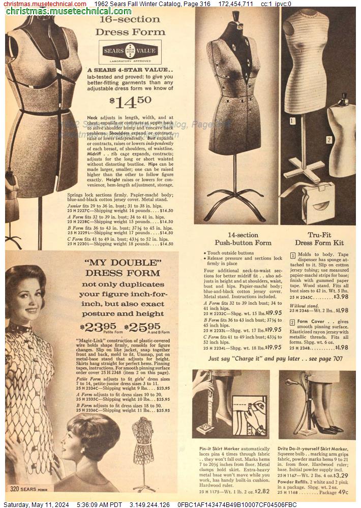 1962 Sears Fall Winter Catalog, Page 316