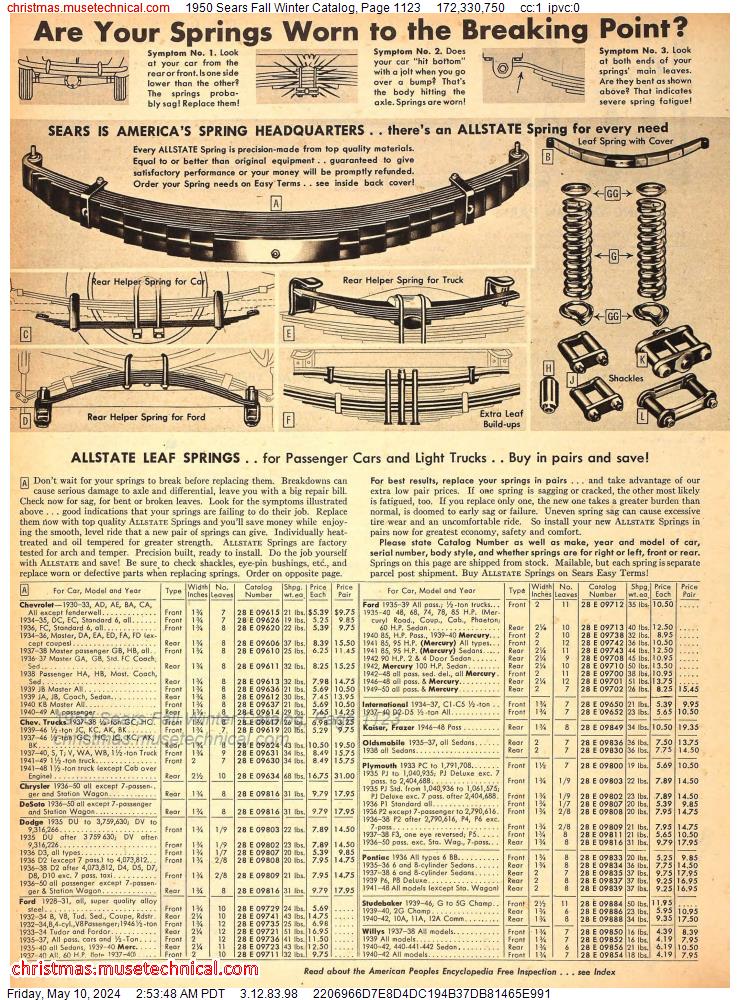 1950 Sears Fall Winter Catalog, Page 1123