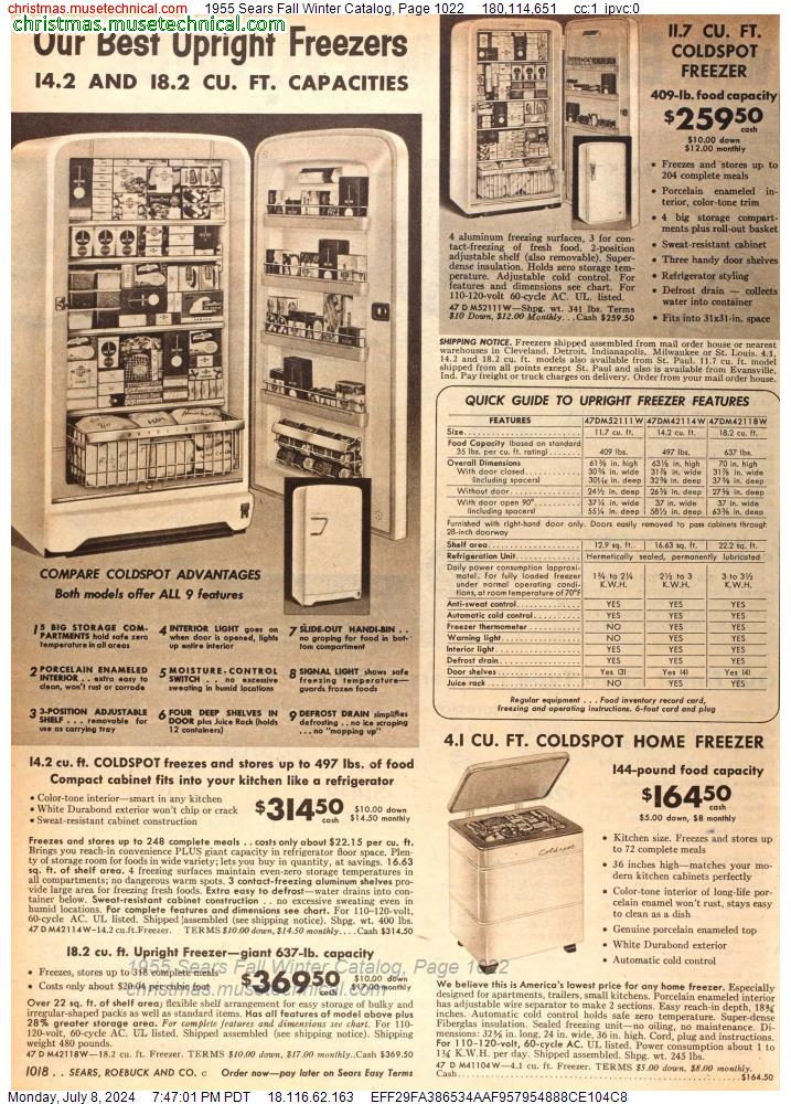 1955 Sears Fall Winter Catalog, Page 1022