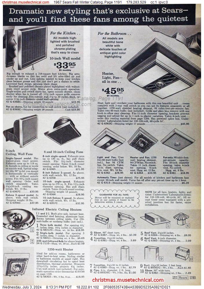 1967 Sears Fall Winter Catalog, Page 1191