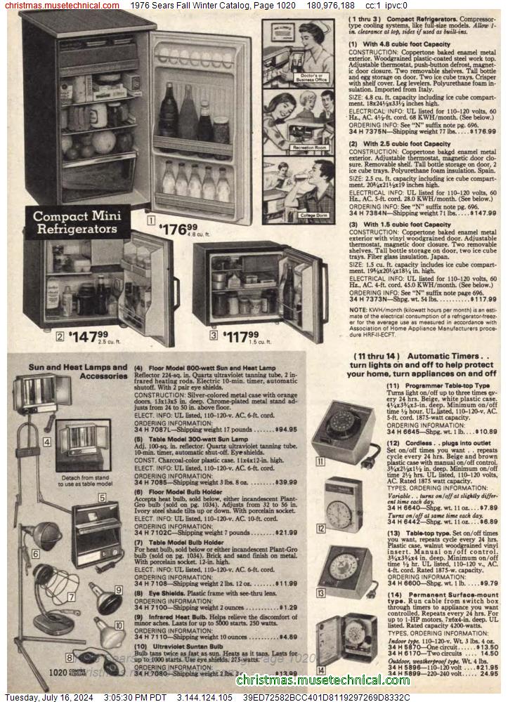 1976 Sears Fall Winter Catalog, Page 1020