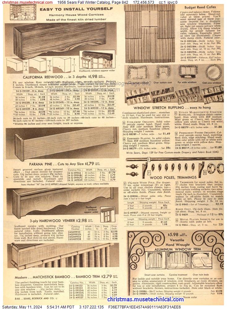 1956 Sears Fall Winter Catalog, Page 842