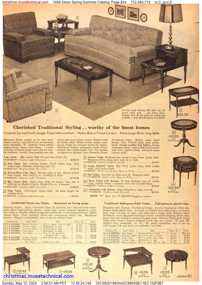 1958 Sears Spring Summer Catalog, Page 824