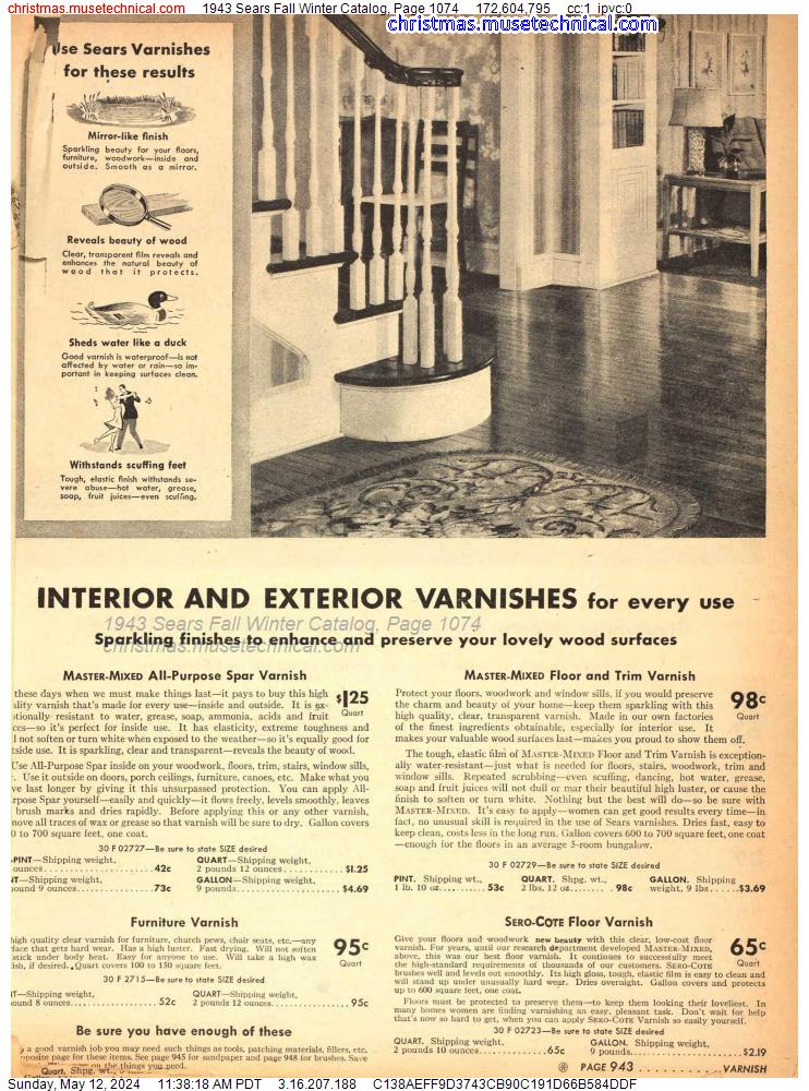 1943 Sears Fall Winter Catalog, Page 1074