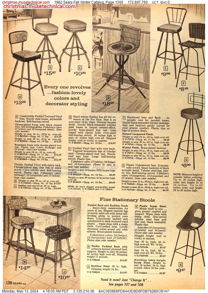 1962 Sears Fall Winter Catalog, Page 1300