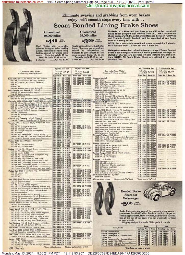 1968 Sears Spring Summer Catalog, Page 598