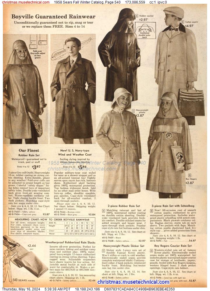 1958 Sears Fall Winter Catalog, Page 540