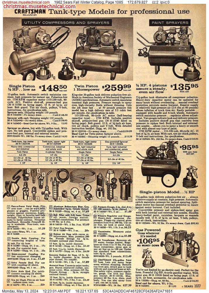 1962 Sears Fall Winter Catalog, Page 1085
