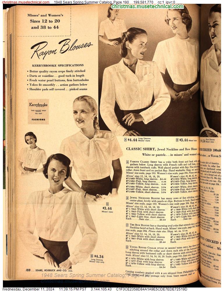 1948 Sears Spring Summer Catalog, Page 190