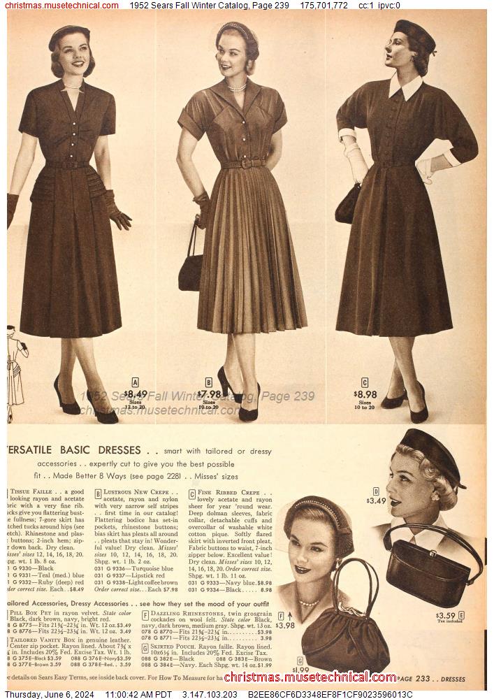1952 Sears Fall Winter Catalog, Page 239