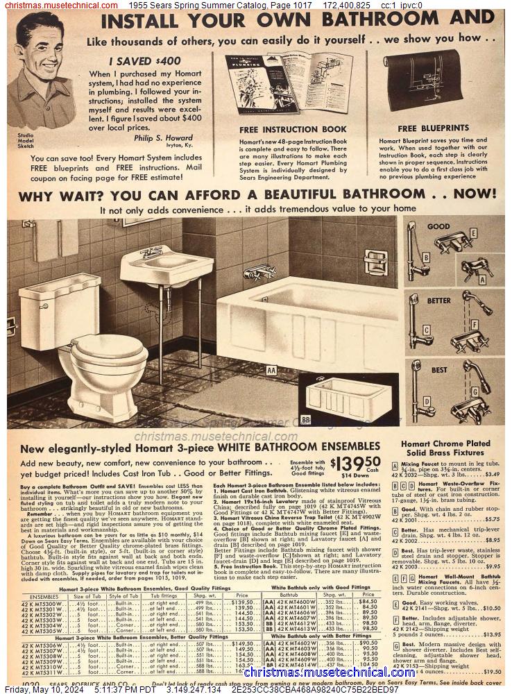 1955 Sears Spring Summer Catalog, Page 1017