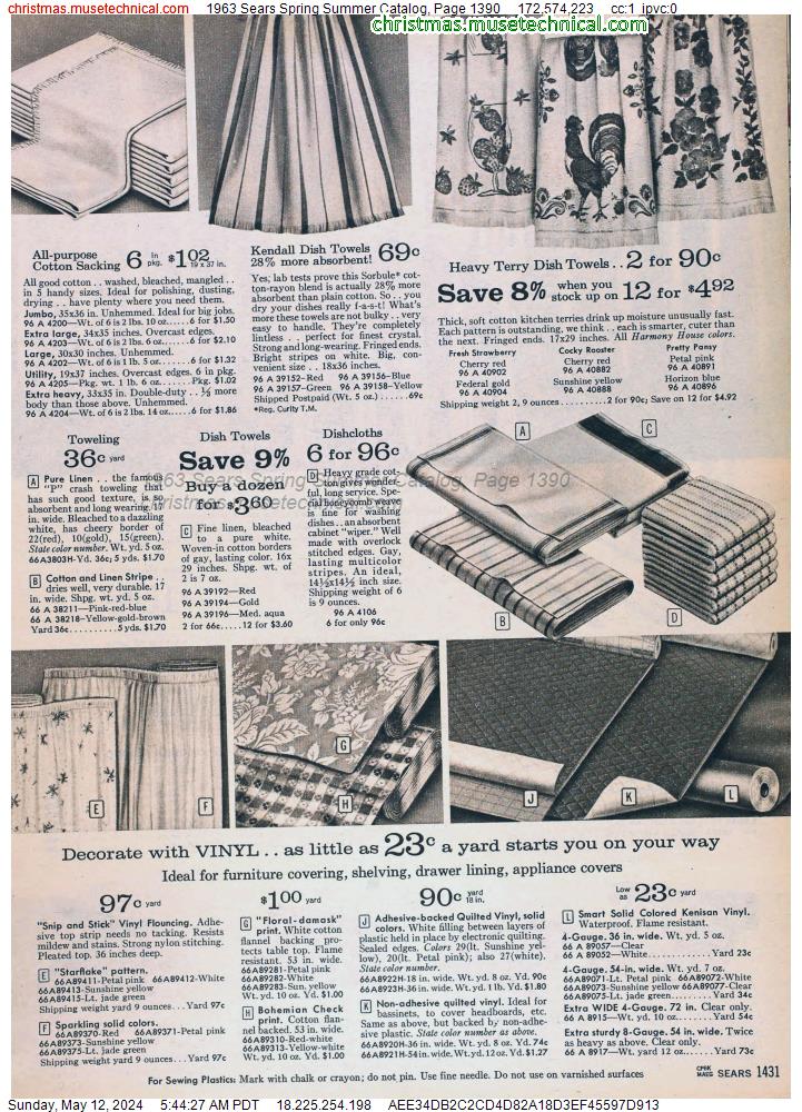 1963 Sears Spring Summer Catalog, Page 1390