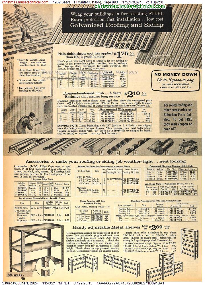 1962 Sears Fall Winter Catalog, Page 893
