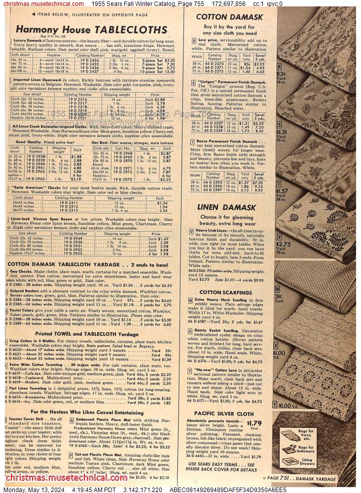 1955 Sears Fall Winter Catalog, Page 755