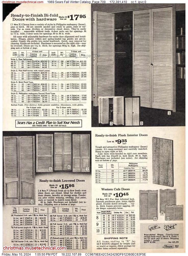 1969 Sears Fall Winter Catalog, Page 709