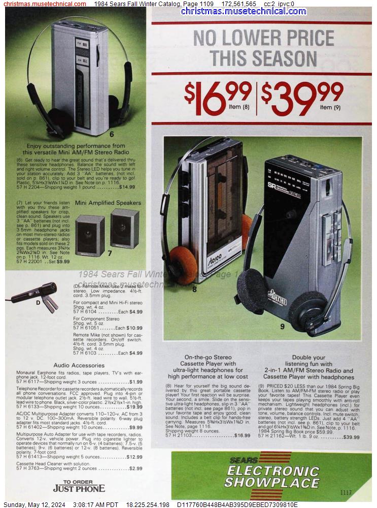 1984 Sears Fall Winter Catalog, Page 1109