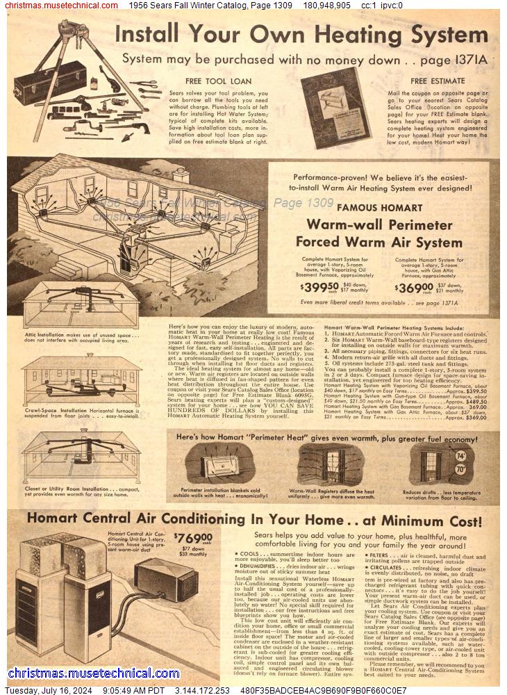 1956 Sears Fall Winter Catalog, Page 1309