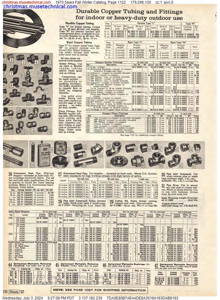 1970 Sears Fall Winter Catalog, Page 1122