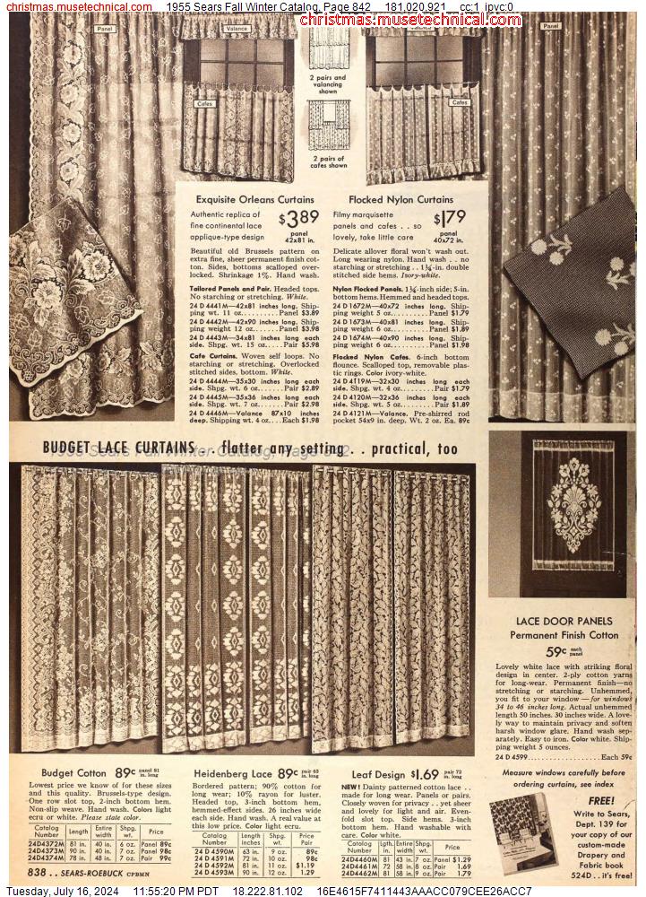 1955 Sears Fall Winter Catalog, Page 842