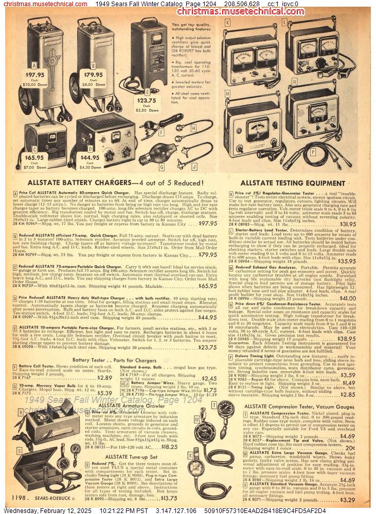 1949 Sears Fall Winter Catalog, Page 1204