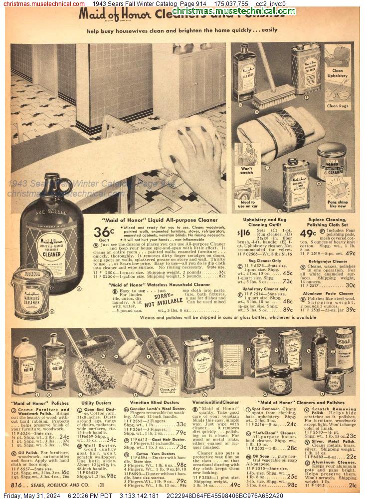 1943 Sears Fall Winter Catalog, Page 914