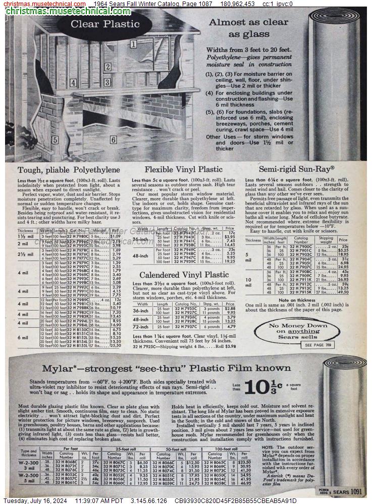 1964 Sears Fall Winter Catalog, Page 1087