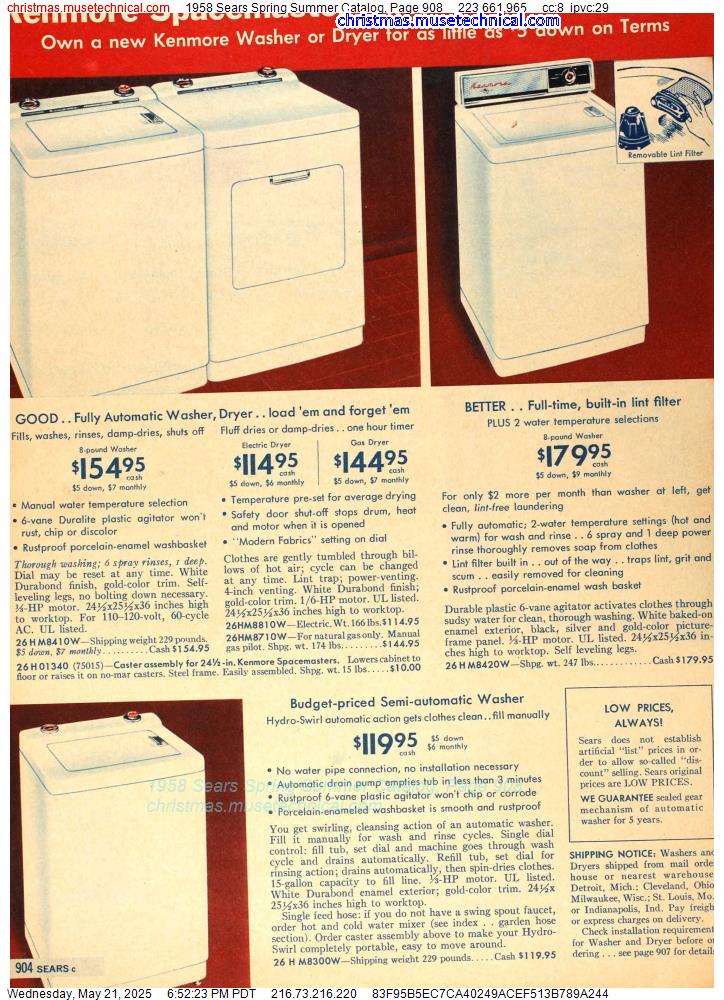 1958 Sears Spring Summer Catalog, Page 908