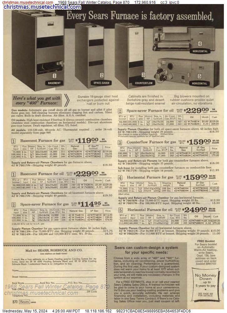1968 Sears Fall Winter Catalog, Page 870
