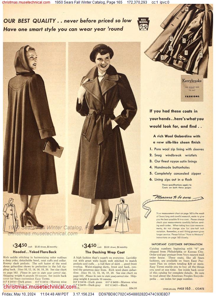1950 Sears Fall Winter Catalog, Page 165