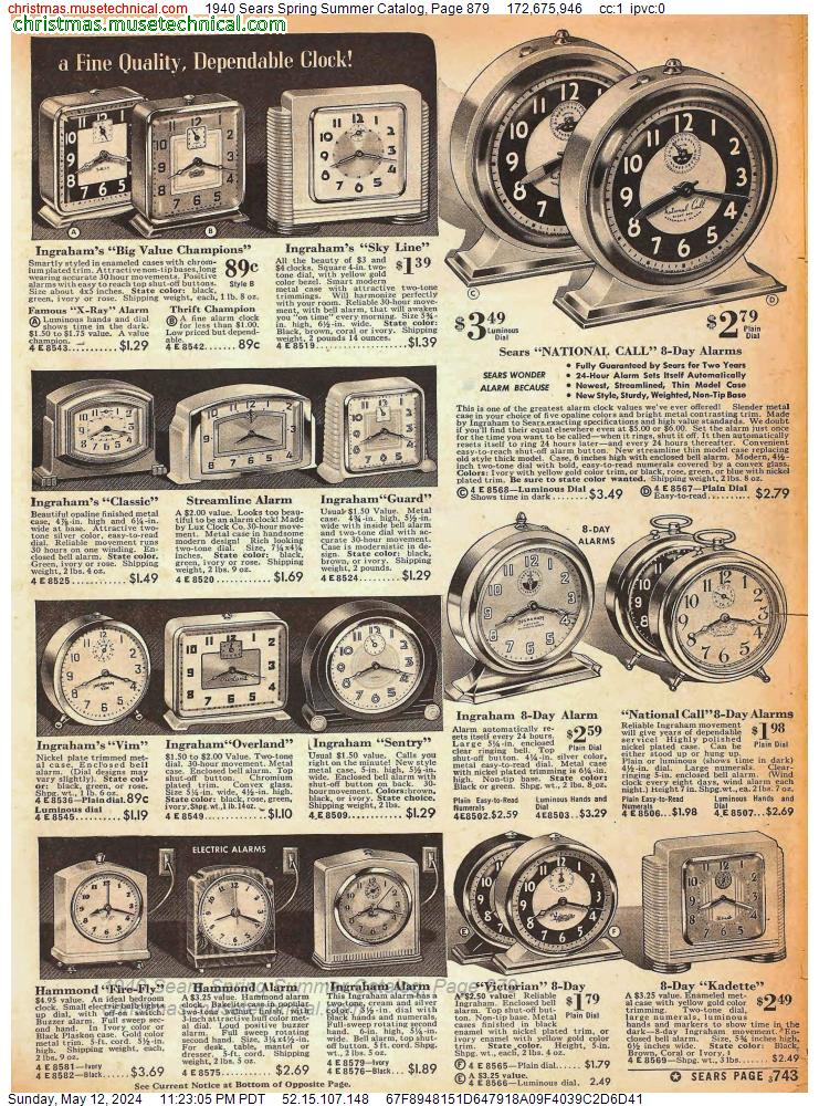 1940 Sears Spring Summer Catalog, Page 879