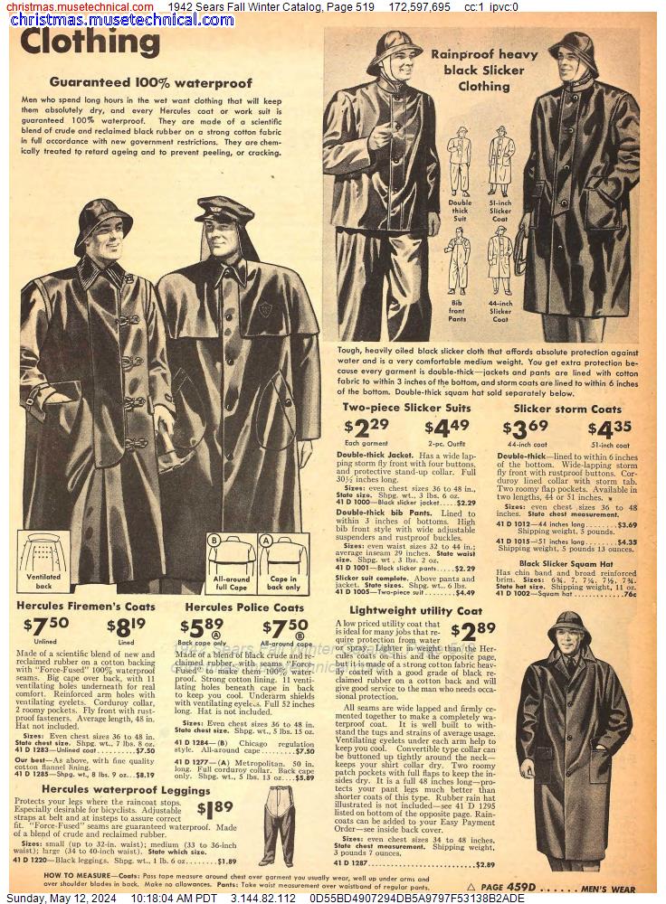 1942 Sears Fall Winter Catalog, Page 519