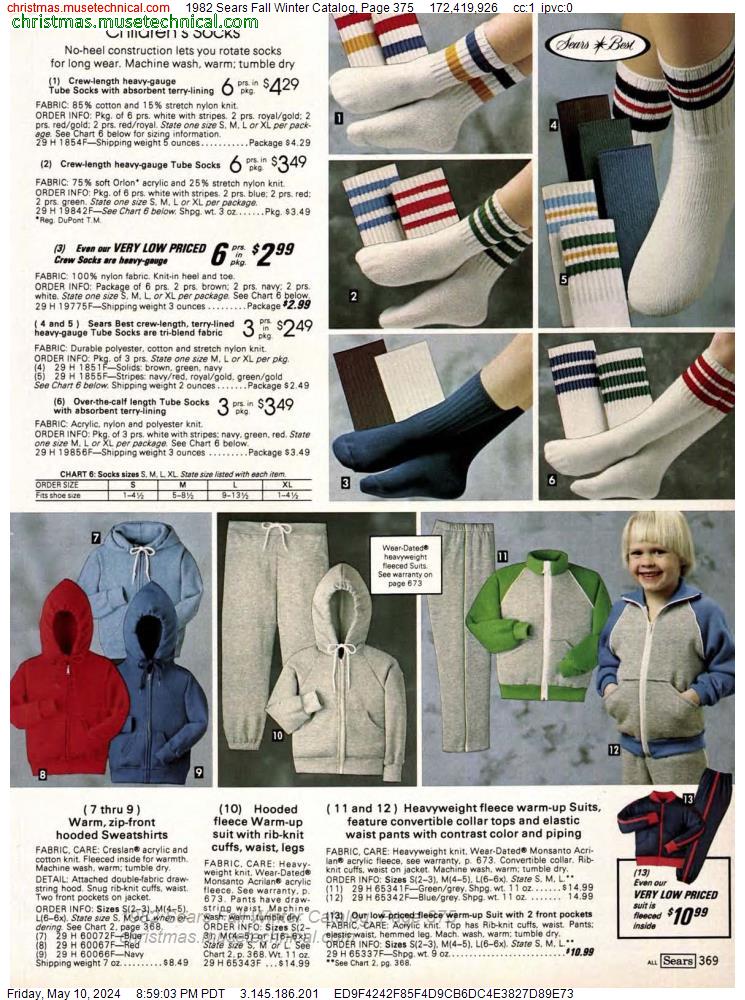 1982 Sears Fall Winter Catalog, Page 375